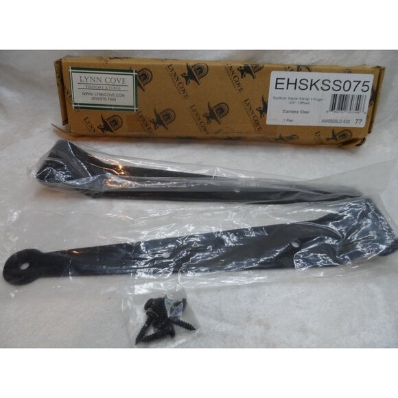 Lynn Cove Foundry Suffolk Style Strap Hinge – Stainless Steel Black 1 Pair NEW - Picture 2 of 4